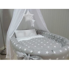 Weiden Kinderbett mit ausrüstung für baby - grey sterne, BabyWorld