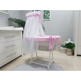 Weiden Kinderbett mit ausrüstung für baby - Pink sterne