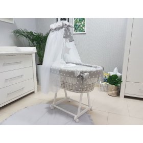 Weiden Kinderbett mit ausrüstung für baby - grey sterne