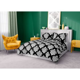 Baumwollbettwäsche Glamour schwarz und weiß 140x200cm + 70x90cm, Faro