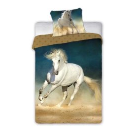 Kinderbettwäsche 140x200 cm + 70x90 cm Weißes Pferd, Faro
