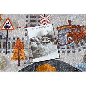 JUNIOR 51986.803 Waschmatte Schienen, Lokomotive für Kinder rutschfest - grau, F.H.Kabis