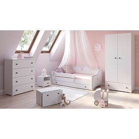 Kinderbett EMMA mit Schublade und Schutzgitter 160x80 grau