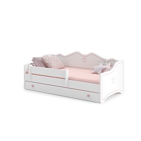 Kinderbett EMMA mit Schublade und Schutzgitter 180x80 rosa