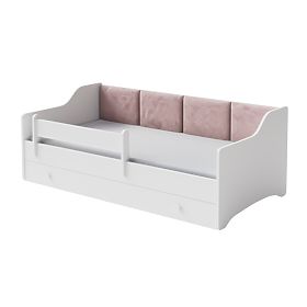 Kinderbett ERYK mit Schublade und Schutzgitter 160x80 rosa Paneel