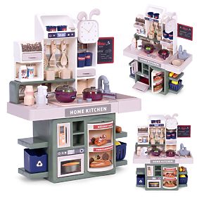 Kinderküche mit Geräuschen, LED und Dampfgenerator, 35 Zubehörteile