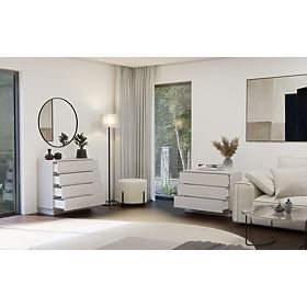 Kommode AMBER 4S Schrank 4 Schubladen für Schlafzimmer Wohnzimmer KASCHMIR Beige