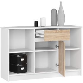 KOMMODE B-17 120 cm 1 SCHUBLADE 1 TÜR PK WEISS / SONOMA