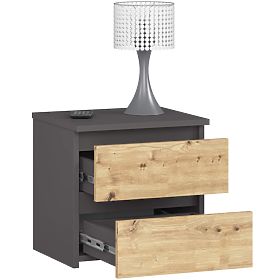 KOMMODE CL2 2SZ CLP PK GRAFIT GRAU / EICHE ARTISAN