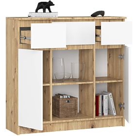 KOMMODE K100 2D 3SZ 1P PK EICHE ARTISAN / WEISS