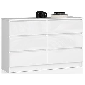 KOMMODE K120 6SZ CLP PK WEIß HOCHGLANZ
