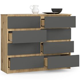 KOMMODE K120 8SZ CLP PK EICHE ARTISAN / GRAU