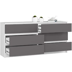 KOMMODE K160 6SZ CLP PK WEISS / GRAU