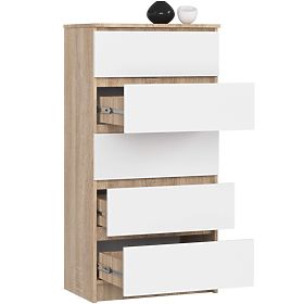 KOMMODE K60 5SZ CLP PK EICHE SONOMA / WEISS