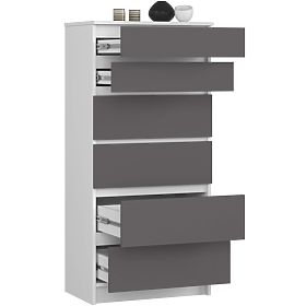 KOMMODE K60 6SZ CLP PK WEISS / GRAU