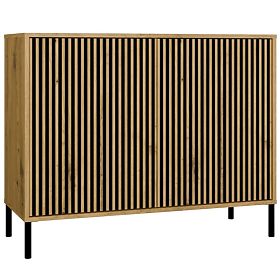 Kommode KAMARO 2D SLIM EICHE ARTISAN Lamellenfront Gerillt