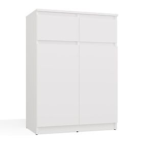 Kommode Malwa 2DD2S Schrank 2 Türen 2 Schubladen für Wohnzimmer WEISS