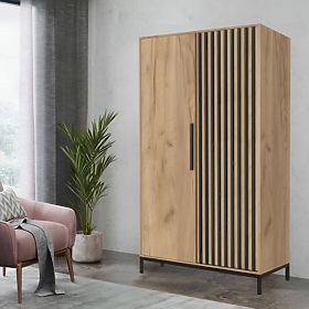 LAMINO S-1 Schrank Eiche Craft/Schwarz, Beine: Schwarz