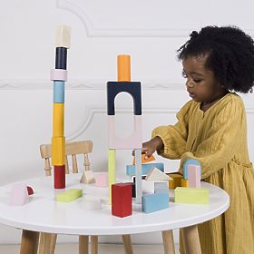 Le Toy Van Petilou Bunte Bausteine in Baumwolltasche 60 Stk.