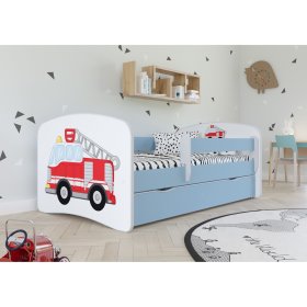 Kinderbett mit Barriere Ourbaby - Feuerwehrauto - blau, Ourbaby