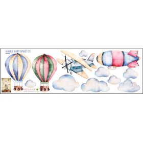 Wandaufkeber Ballons und Flugzeuge, Mint Kitten