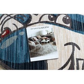 Moderner Kinderteppich TOYS 75320 FLUGZEUG, 3D-Effekt, unregelmäßige Form, blau, türkis, creme, F.H.Kabis