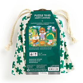 Mudpuppy Puzzle Fröhliche Camper im Stoffbeutel 36 Teile