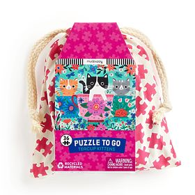 Mudpuppy Puzzle Kätzchen in einer Teetasse im Stoffbeutel 36 Teile