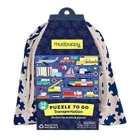Mudpuppy Puzzle Transportmittel im Stoffbeutel 36 Teile, Mudpuppy