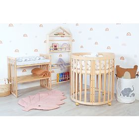 Ovale mitwachsende Babybett Ruby 7-in-1 - natur