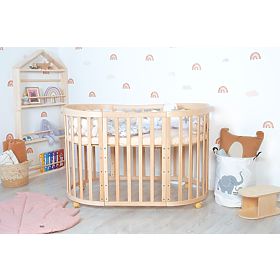 Ovale mitwachsende Babybett Ruby 7-in-1 - natur