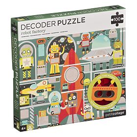 Petit Collage Puzzle Roboter 100 Teile mit 3D-Brille