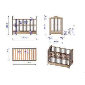Kinderbett Alek mit abnehmbaren Trennwänden – grau