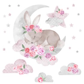 Wandtattoo Schlafender Hase - rosa