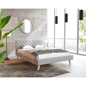 Gepolstertes Bett Kalifornia 140 x 200 cm - grau