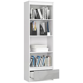 REGAL R 60 cm CLP 1 SCHUBLADE 4 REGALBÖDEN WEISS / METALLISCHER GLANZ