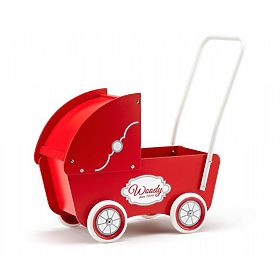 Roter Holzpuppenwagen