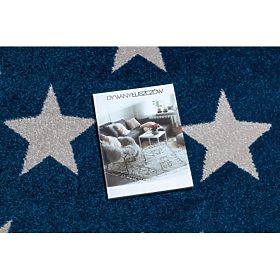 Runder Teppich SKETCH - FA68 Marokkanisches Kleeblatt, Gitter, blau-weiß - Sterne, F.H.Kabis