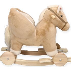 Schaukelndes Pegasus Beige mit Sessel und Rädern