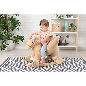 Schaukelndes Pegasus Beige mit Sessel und Rädern