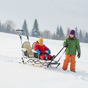 Schlitten für Zwillinge Duo Sport - schwarze Sitzfarbe