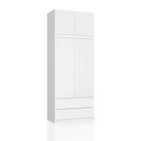 SCHRANK MIT AUFSATZ S90 2D 2SZ CLP PK WEIßER GLANZ