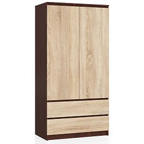 SCHRANK S 90 cm 2 TÜREN 2 SCHUBLADEN PK WENGE / SONOMA