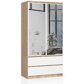 SCHRANK S90 2D 2SZ 2 SPIEGEL CLP PK SONOMA / WEISS