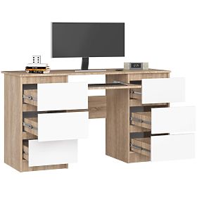 SCHREIBTISCH A-11 CLP 6SZ PK SONOMA / WEISS
