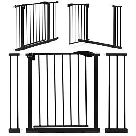 Sicherheitsbarriere 74-105 cm für Treppen und Türen, Stahl, Zusatzpaneele, schwarz ECOTOYS