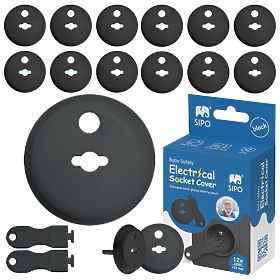 SIPO Schutzabdeckungen für Steckdosen, schwarz - 12 Stk, Sipo