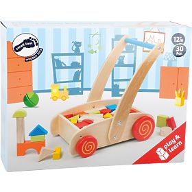 small foot Holzlauflernwagen mit Bauklötzen im Wagen, small foot