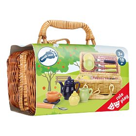 Small Foot Picknickkorb mit buntem Keramikgeschirr
