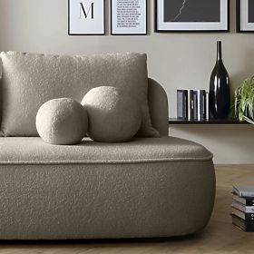 Sofa mit Schlaffunktion und Stauraum Bella braungrau, Bouclé
